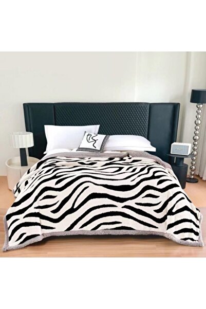 CumparaMisim Cocolino Blanket with Zipper, Thick with Sherpa Fur, 200x230 cm, Zebra