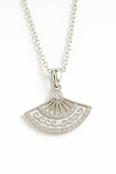 Lanuna GÜMÜŞ TAŞLI YELPAZE KOLYE