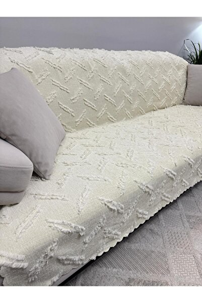 ŞENER HOME Bearded Limi Chenille Tufted Sofa Bed Cover