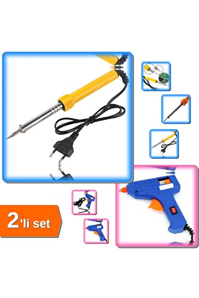HerEveOyuncak Lehim Havya 60W - Kalem Havya + Glue Gun Sıcak Silikon Tabancası 20Watt 2’li Set A1B2C3