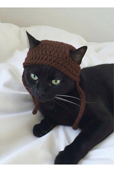 yucin Hand Knitted Brown Cat Hat – Cute and Comfortable Pet Accessory