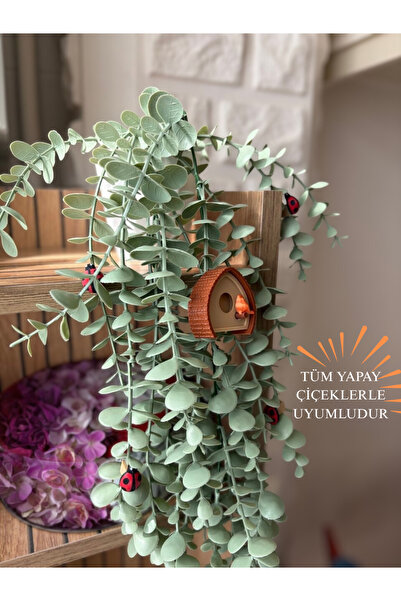 BEVATİR Yapay Çiçek Tatlı Kuş Yuvası+4 adet Uğur Böceği
