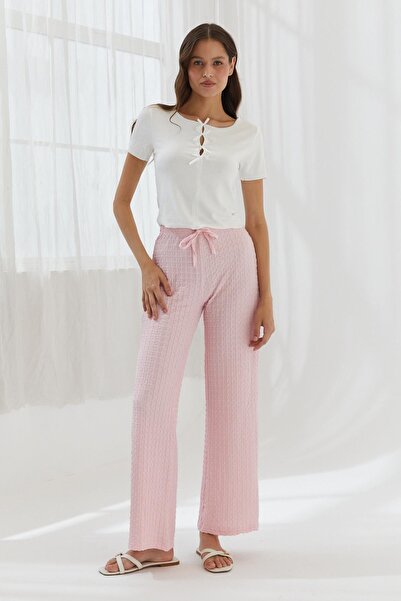 Shopping Shop Elastic Waistband Gofre Pants Pink
