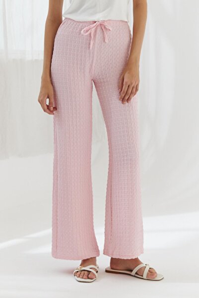 Shopping Shop Elastic Waistband Gofre Pants Pink