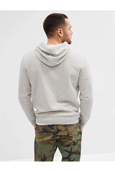 GAP V-Heritage Logo Po 850834 Чоловічий світшот з капюшоном СІРИЙ