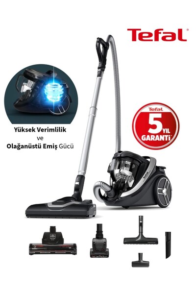 TEFAL Turbo Halı Döver Başlık ve Evcil hayvan Tüy Toplama Başlıklı Torbasız Elektrikli Süpürge 500 Watt