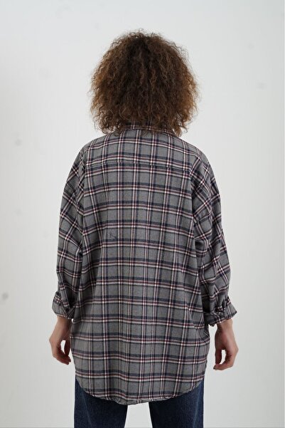 Zelish My Sister Γκρι καρό πουκάμισο oversized