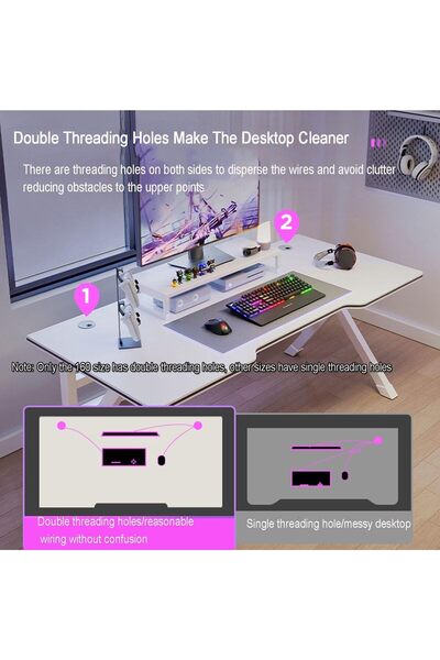 Enjoylifeme Large Gaming Desk 120x60x75cm, Computer Desk K-Shaped Gaming Table, Game Workstation White