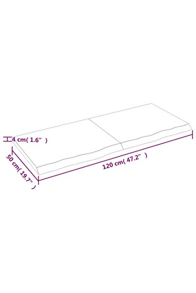 vidaxl Table Top Light Brown 120x50x(2-4) cm Treated Solid Wood Oak