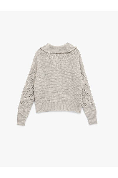 Koton Long Sleeve Buttoned Turn-Down Collar Knit Cardigan