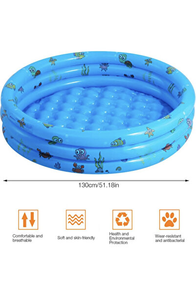 Krista Inflatable pool with inflatable floor, three rings blue, 100 cm