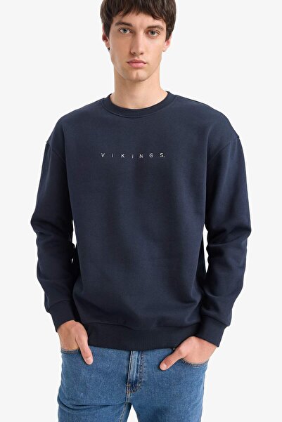 DeFacto Φούτερ Vikings Boxy Fit Crew Neck με τύπωμα E9323AX25AU