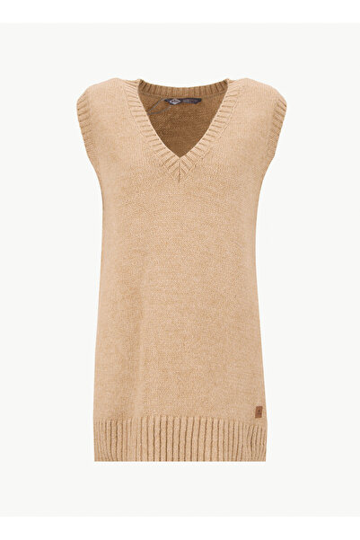 Lee Cooper V Neck Regular Fit Plain Tan Sweater Women 261 Lcf 241006 Susana Taba