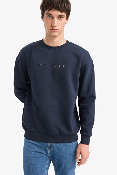 DeFacto Φούτερ Vikings Boxy Fit Crew Neck με τύπωμα E9323AX25AU