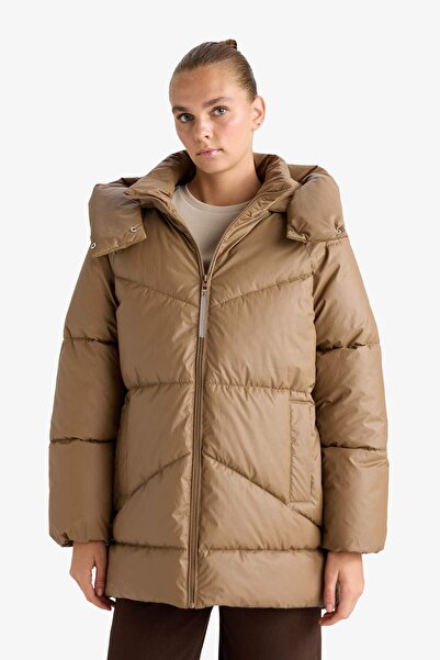 DeFacto Relax Fit Hooded Zippered Inflatable Parka F2896Ax25Wn