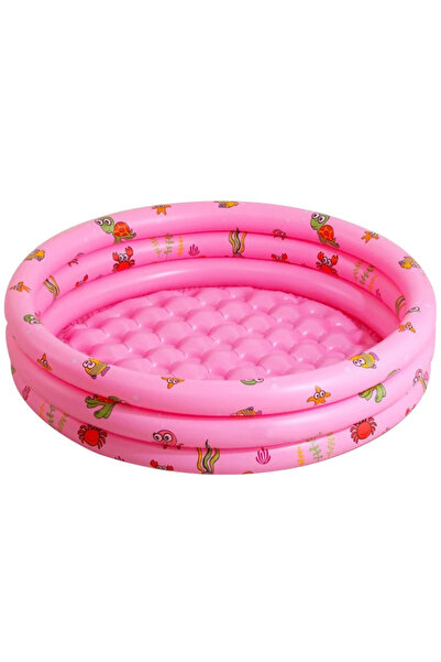Krista Inflatable pool with inflatable floor, three pink rings, 130 cm