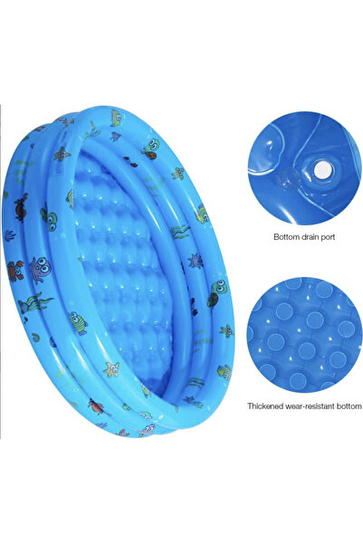 Krista Inflatable pool with inflatable floor, three rings blue, 100 cm