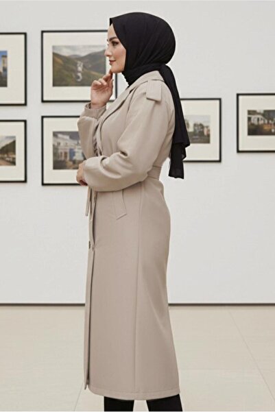 TRENDTESETTÜR Women's Beige Belted Trench Coat t 4585