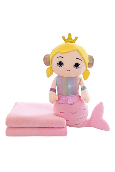 Krista Jucărie de pluș și pernă cu pătură incluse, sirenă roz