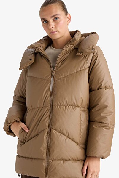 DeFacto Relax Fit Hooded Zippered Inflatable Parka F2896Ax25Wn