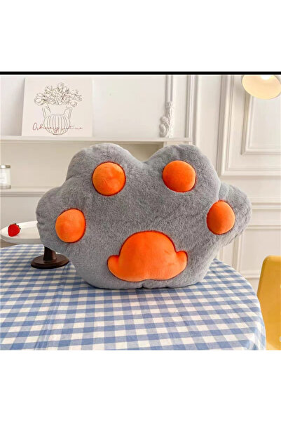 Krista Plush animal paw pillow, 50 cm, gray with orange