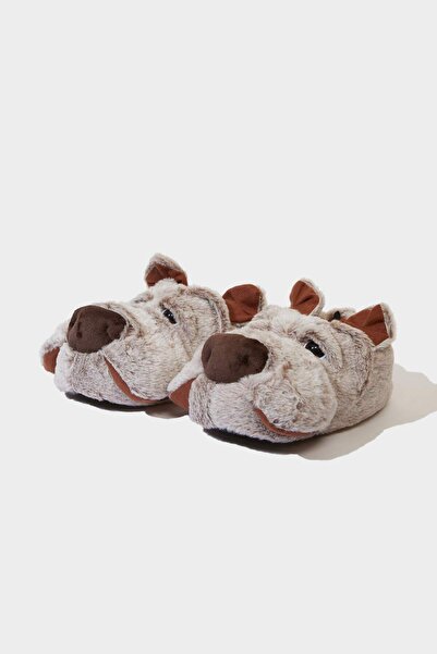 DeFacto Men's Dog-Themed Flat Sole Slippers F0470Ax25Wn