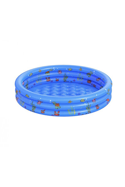 Krista Inflatable pool with inflatable floor, three rings blue, 100 cm