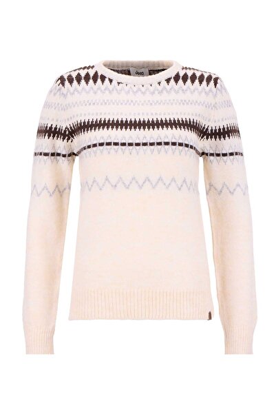 Jeep Bisiklet Yaka Relaxed Jakarlı Ekru Kazak Kadın J5WL-KZK7157