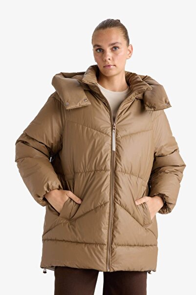 DeFacto Relax Fit Hooded Zippered Inflatable Parka F2896Ax25Wn