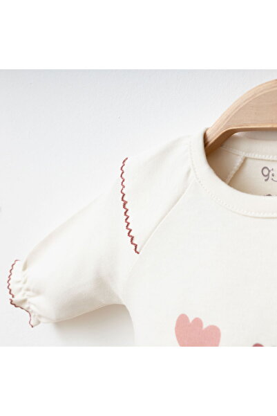 Gümüş Baby Kids Baby 3-Piece Set with Embroidered, Elasticated Sleeves, High Waist and Tulip Printed