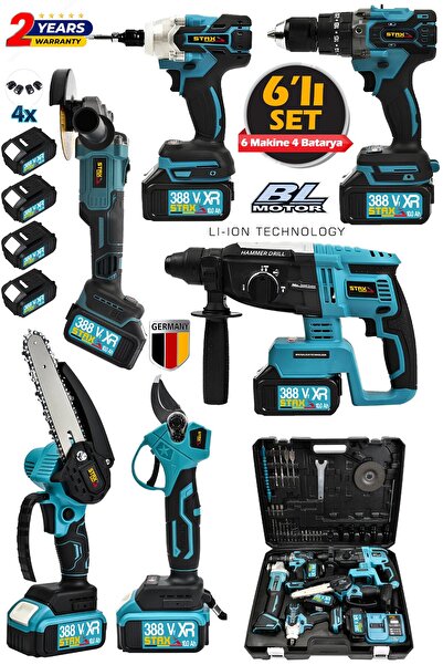 STAXX POWER Muhteşem 6Lı Usta Set Bl Motor Kırıcı Delici +Taşlama + Matkap + ...