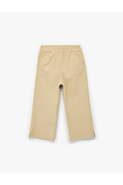 Koton Double Pocket Wide Leg Velvet Sweatpants with Elastic Waist