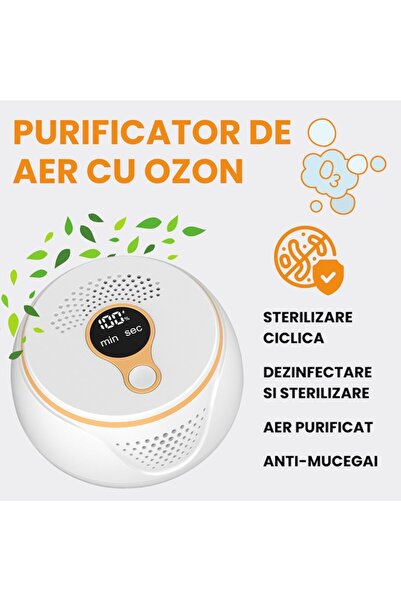 Lommad Mini Ozone Air Purifier Portable USB Rechargeable Sterilizer, Digital Display, 3 Modes