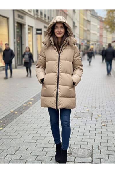 BERNEO Γυναικείο παλτό με μακρύ φουσκωτό πλαϊνό φερμουάρ με λεπτομέρεια ειδικ...