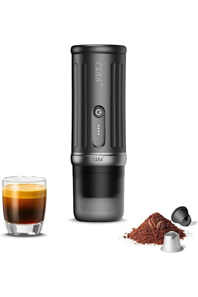 Generic CERA+ Portable Electric Espresso Maker, 20 Bar, Self-Heating, USB-C, NS Pods & Ground Coffee