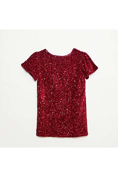 KİABİ Short Velvet Dress with Sequins RED