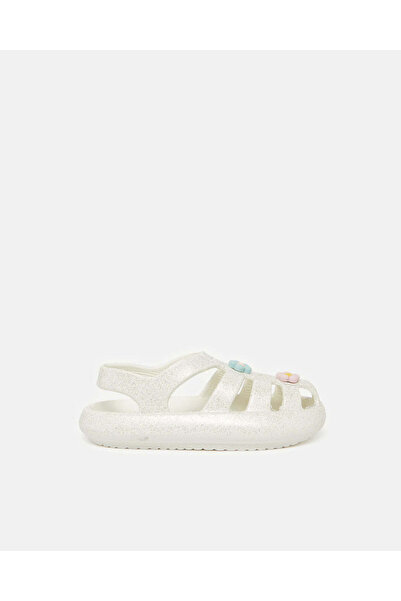 REDTAG Girls White Embellished Floral Clog