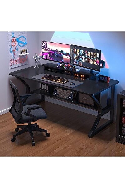Enjoylifeme Gaming Desk Computer Office Desk Writing Work Modern Simple PC Home Bedroom Table Black