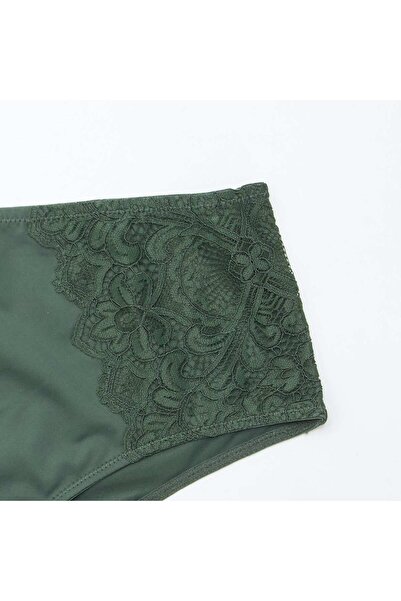 KİABİ High-Waisted Microfiber and Lace Panties KHAKI