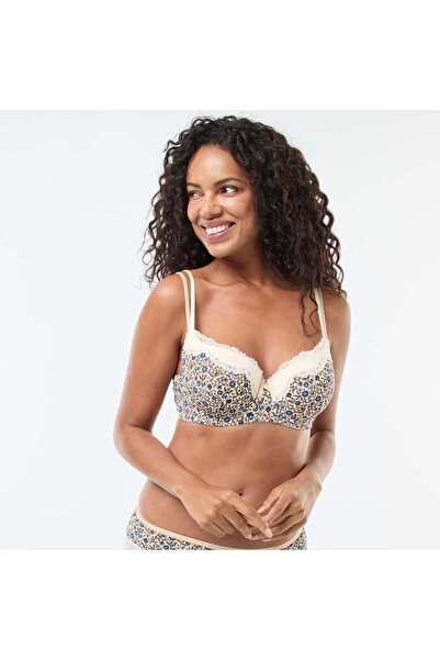 KİABİ Printed Underwire Full Cup Bra WHITE