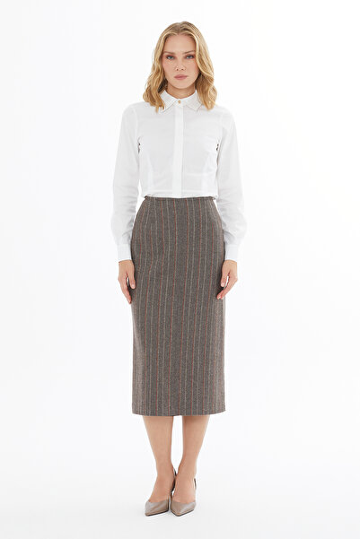 GİZİA Arkası Fermuarlı Kapama Arkadan Yırtmaçlı Etek