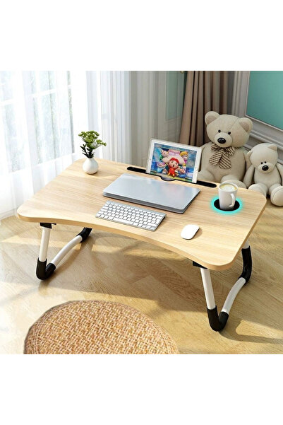 SUPER TRENDS SUPER TRENDS® Folding Laptop Table, with Cup and Tablet Holder, 60 x 40 x 28 cm