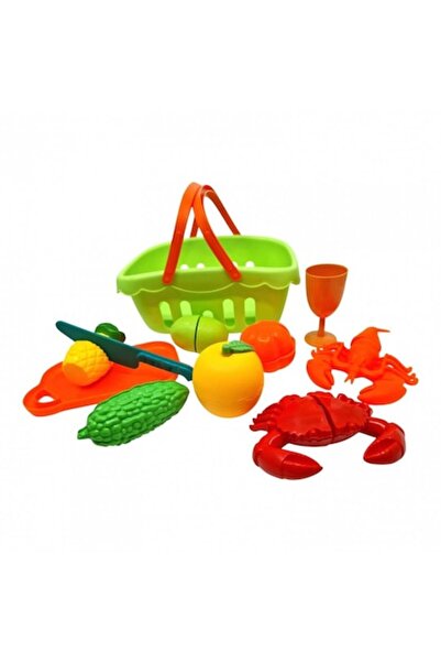 OEM Toy set: cuttable fruits & vegetables with basket and accessories, multicolor, 23x15x9 cm