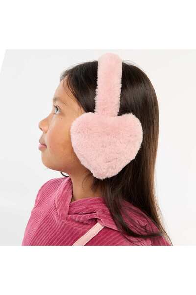 KİABİ سدادات أذن من الفرو الصناعي باللون الوردي