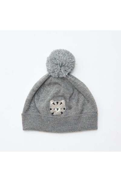 KİABİ Knitted Beanie with Pom-Pom GREY