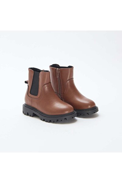 KİABİ Fitted Faux Leather Boots BROWN