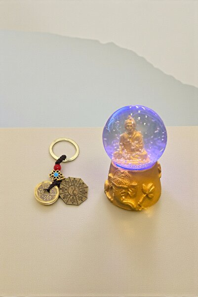 HEDİYE FİKRİ Şans ve Bereket Anahtarlık & Renk Değiştiren Mini Kar Küresi – 4...