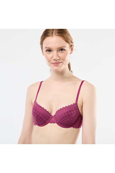 KİABİ حمالة صدر دانتيل بالكونيت باللون الوردي