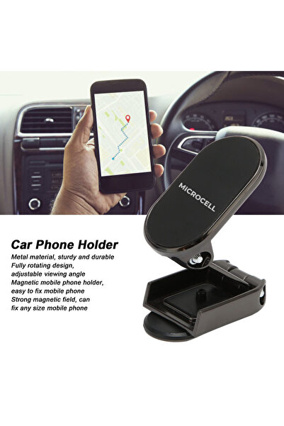 Microcell A026 Magnetic Car Mount Holder: Mini Foldable, Multi-Joint, Adjustable & Strong Grip
