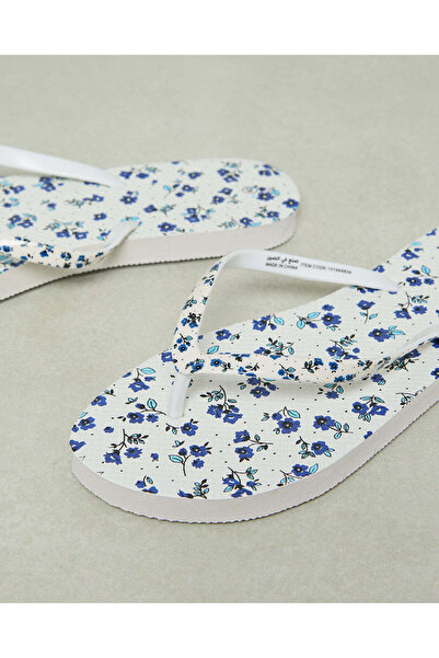 REDTAG Women White Floral Flip Flop